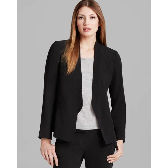 Eileen Fisher Black Tropical Stand Collar Tuxedo Blazer Suit Jacket. Size 6 - Picture 1 of 5